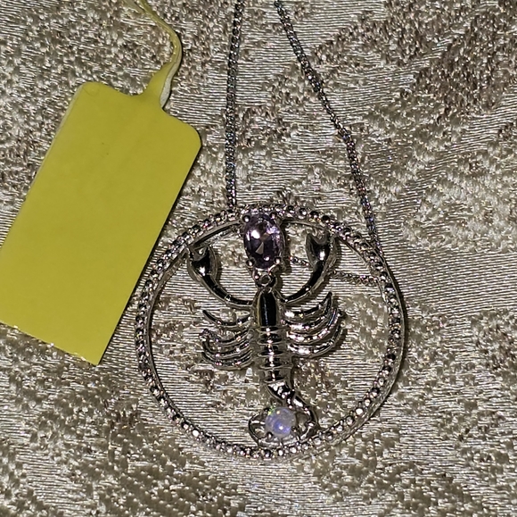 18 inch, Cancer~Crab Astrology Pendant, 925 Silver, Opal/Amethyst, NWT - Picture 6 of 7